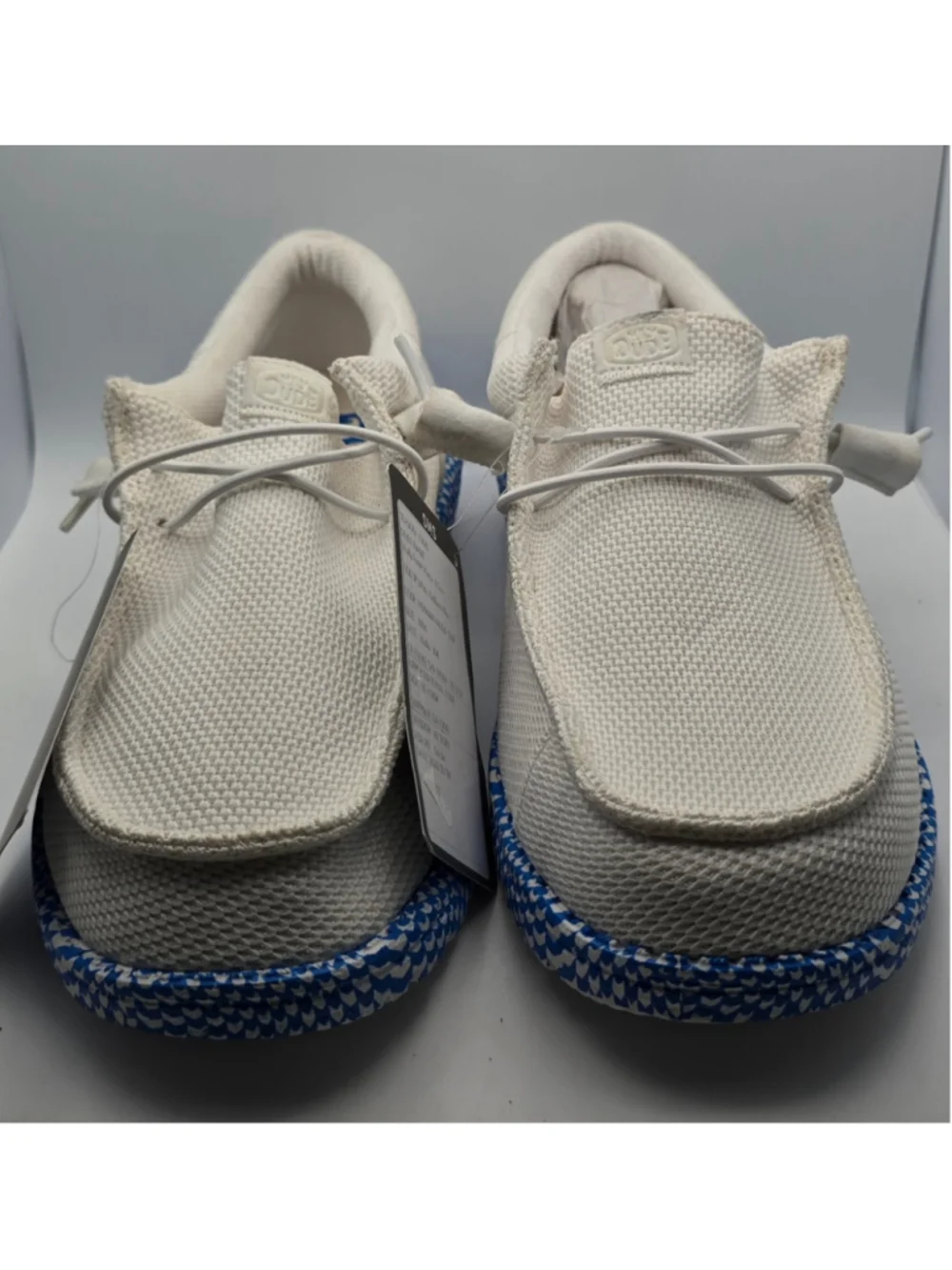 Men's Hey Dude Sneakers White and Blue Size 9